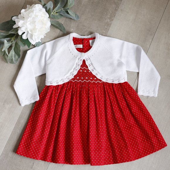 Red and White Smocked Dress with Bloomer Size 9 Month Boutique ADORABLE! NWOT - Picture 7 of 7